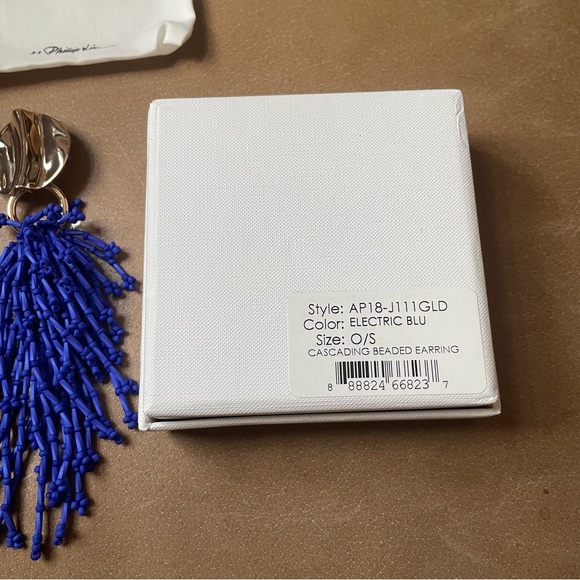 NWT Phillip Lim electric blue and gold beaded cascading earrings statement - Picture 8 of 8